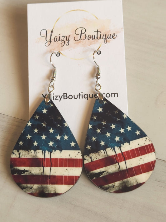 Vintage American Flag  Earrings - Yaizy Boutique