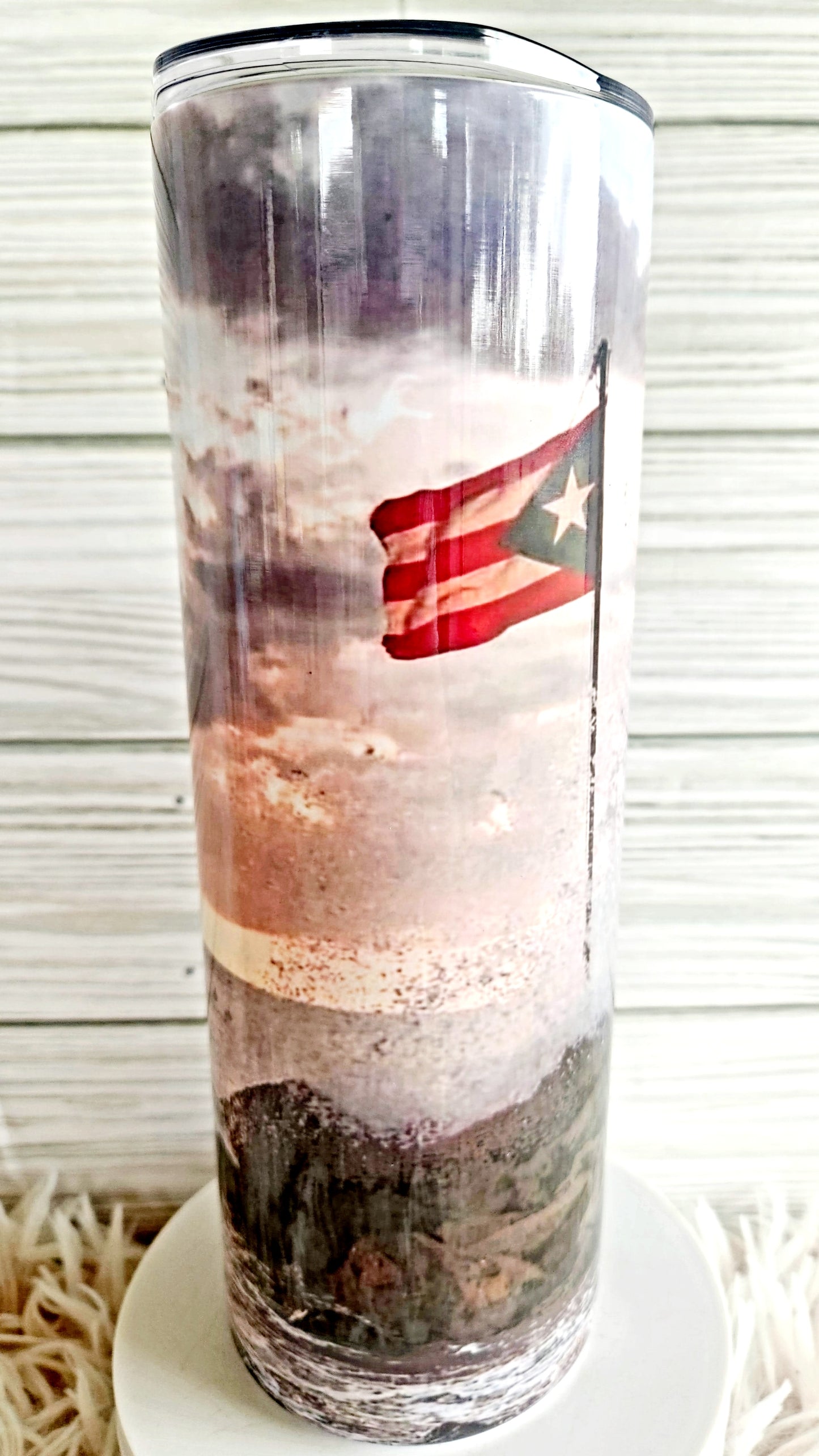 Vaso Puerto Rico Playa y Bandera 20z