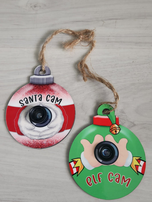 Santa and Elf Camera Ornament Bundle