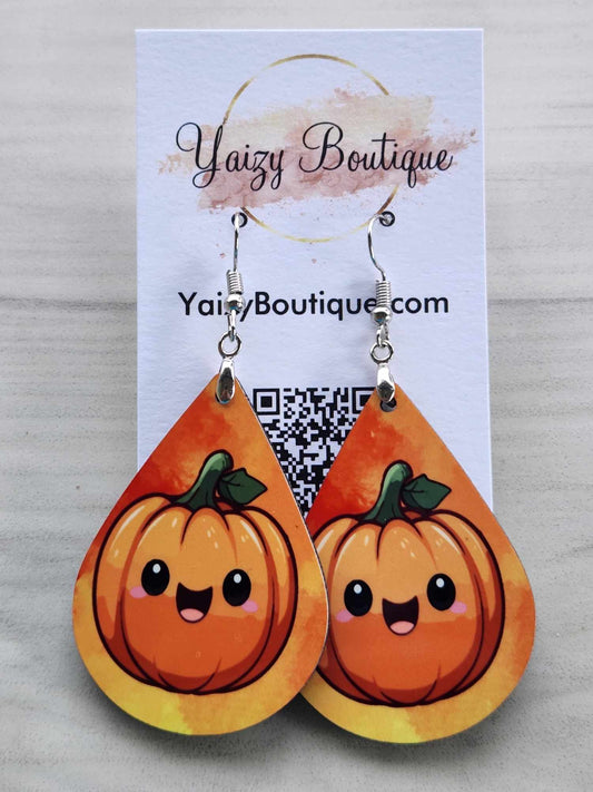 Pendientes de calabaza feliz