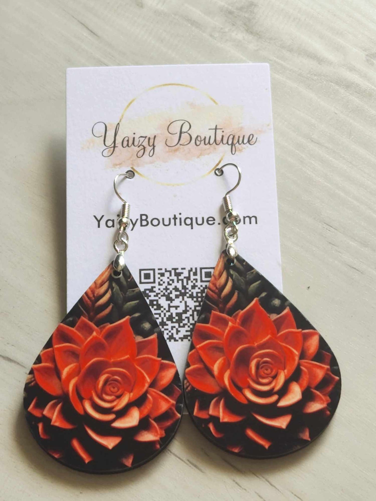 3D Red Succulent Earrings - Yaizy Boutique