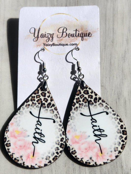 Animal Print and Pink Flowers. Faith Handmade Earrings - Yaizy Boutique