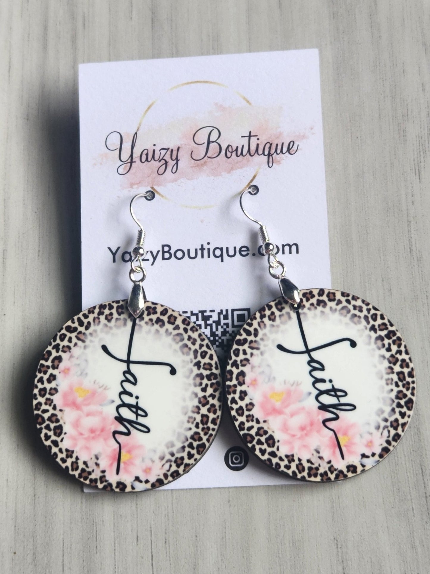 Animal Print and Pink Flowers. Faith Handmade Earrings - Yaizy Boutique