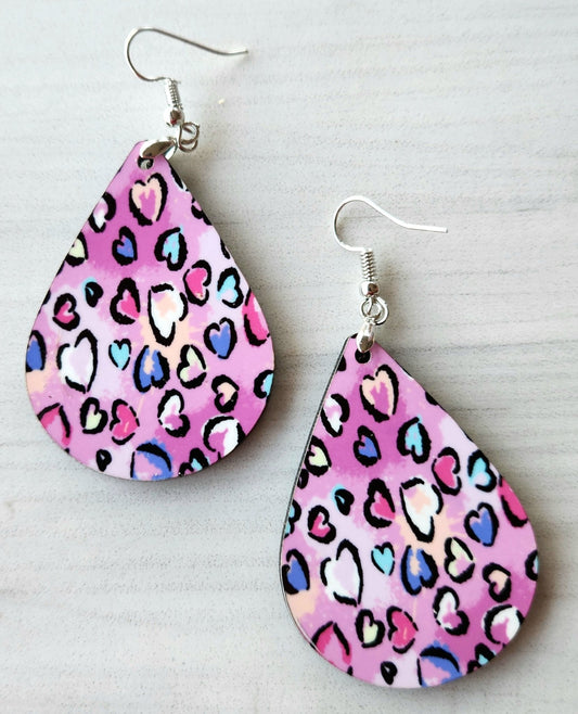 Animal Print Heart Earrings - Yaizy Boutique