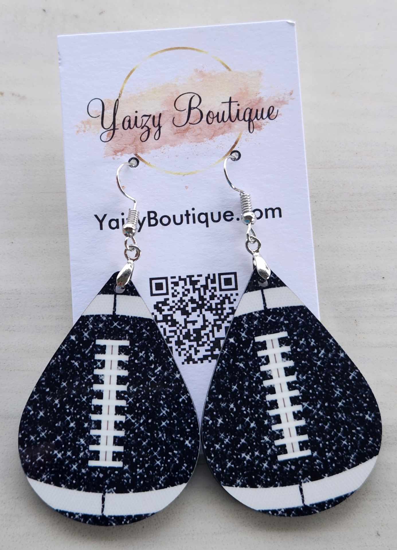 Black and white Football Earrings - Yaizy Boutique