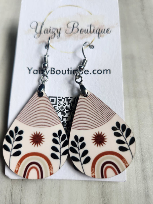 Boho Sun, Rainbow and Trees Handmade Earrings - Yaizy Boutique