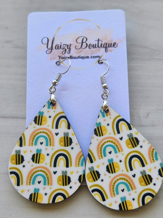 Bumble Bee and Rainbows, Handmade Earrings - Yaizy Boutique