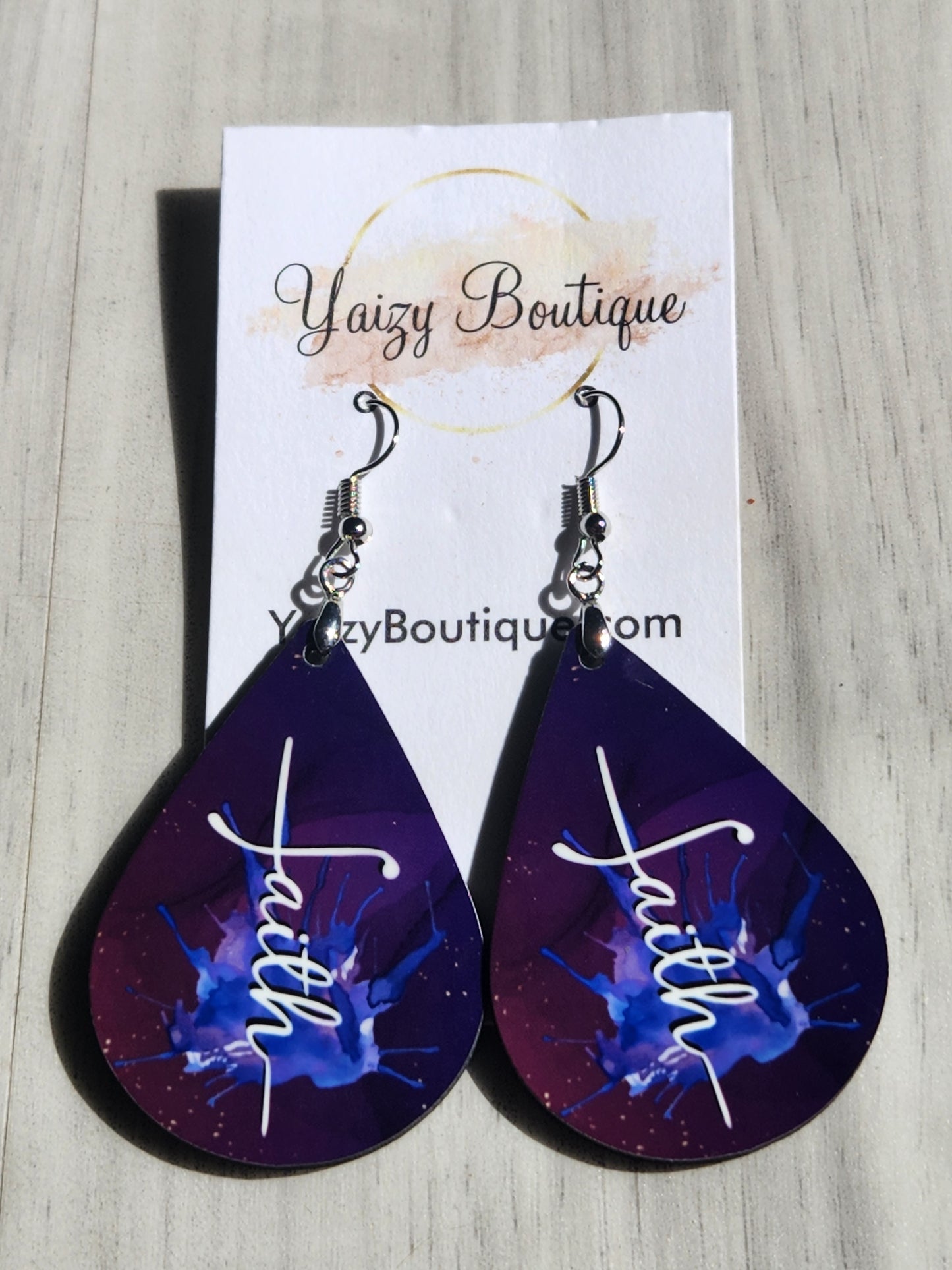 Purple Splash Handmade Faith Earrings