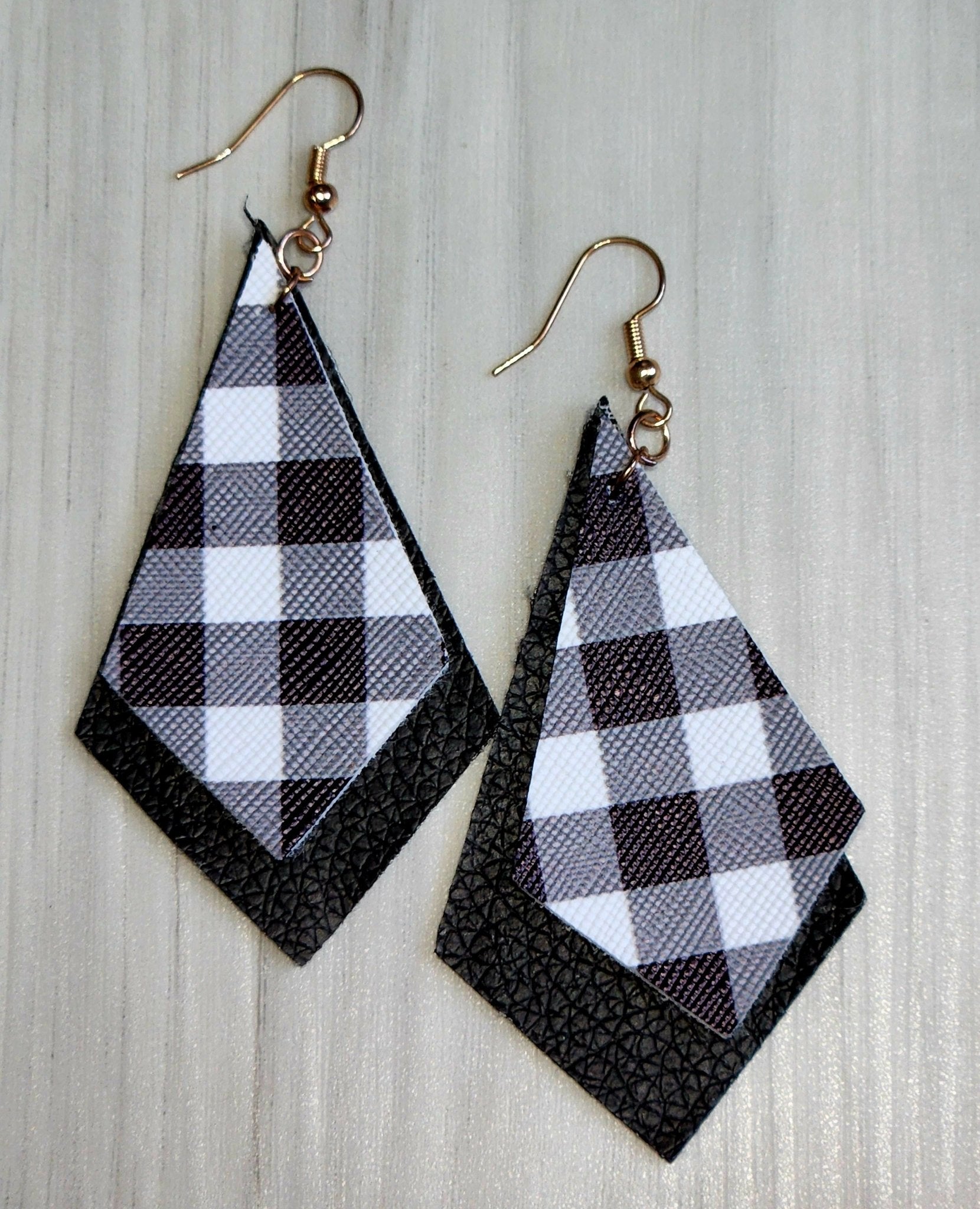 Layered faux deals leather earrings