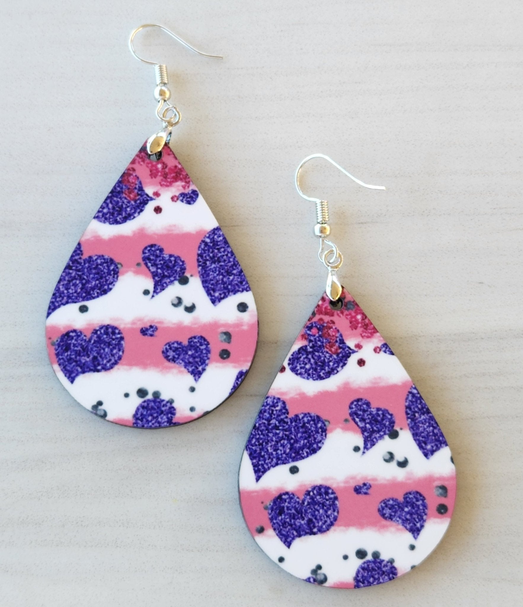 Purple Hearts Sublimate Earrings - Yaizy Boutique