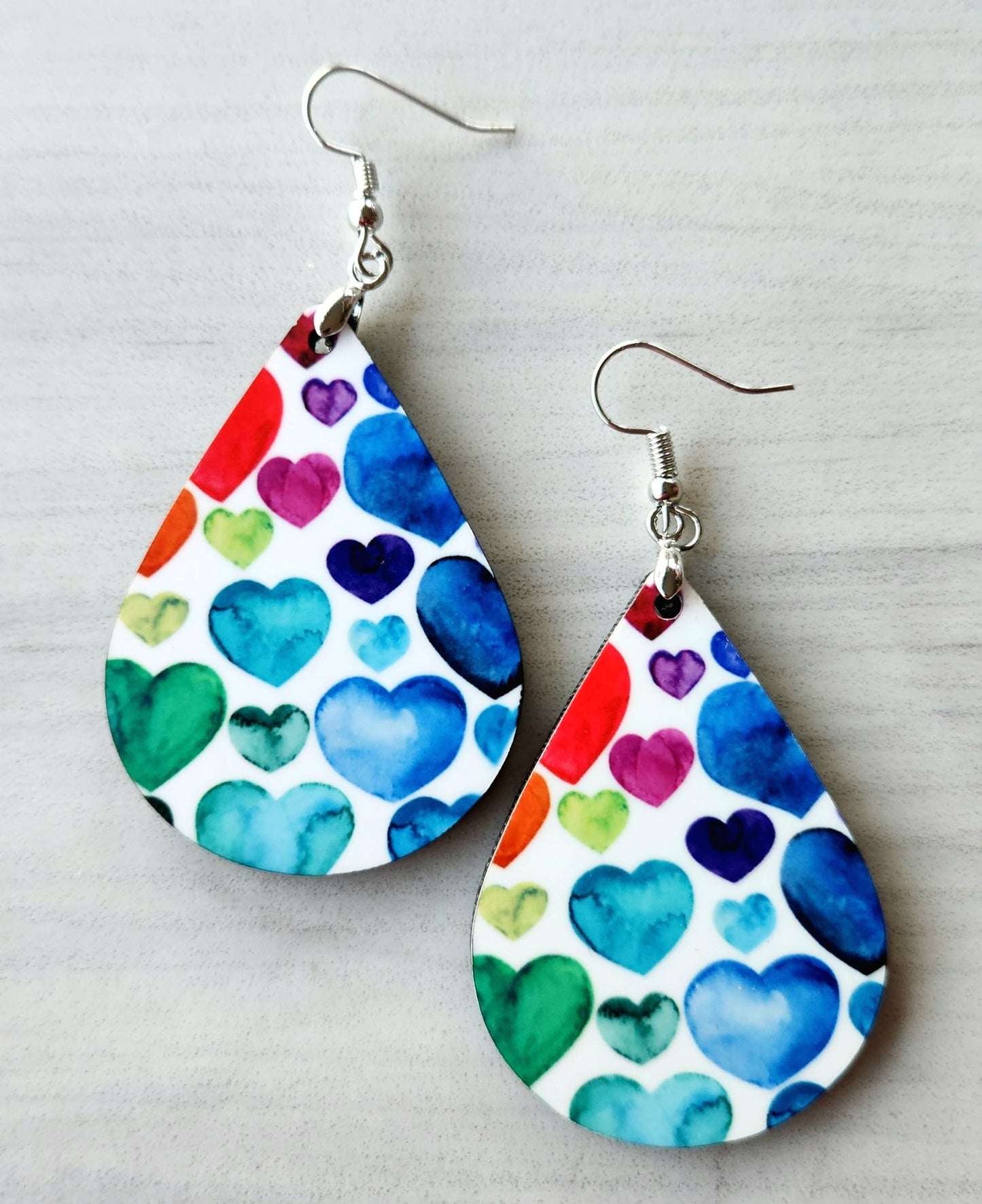 Rainbow Hearts Sublimated Earrings - Yaizy Boutique